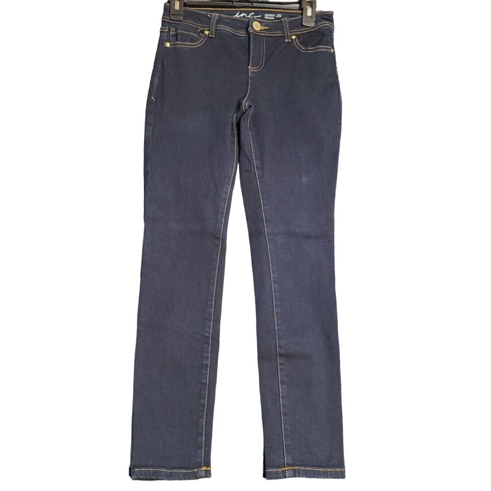 Inc Womens Petite Jeans Blue Size 4P Cotton Blend Skinny Leg Button Zip Closure